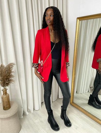 Leopard Print Blazer Jacket - Black River UK