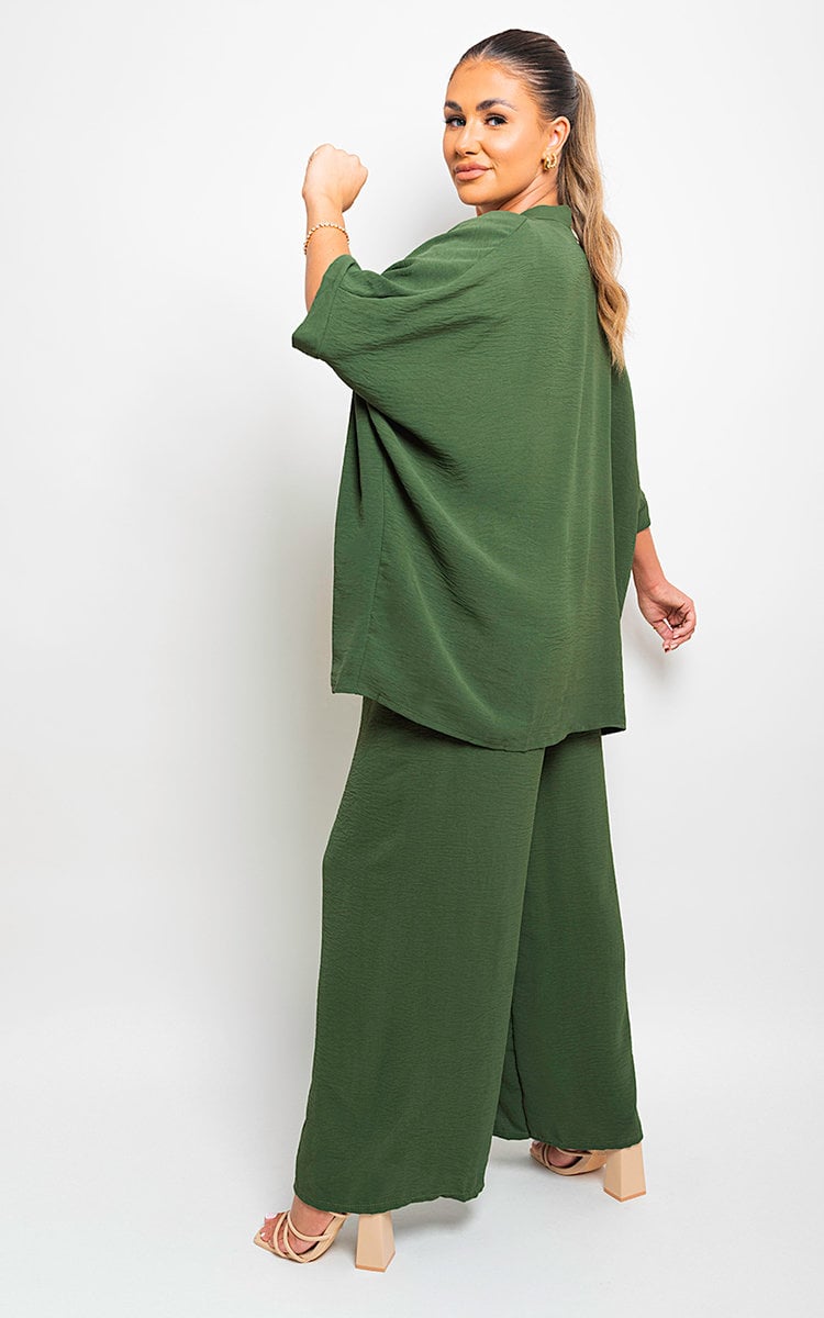 Drawstring Gathered Waist Wide Leg Trouser - Black River UK