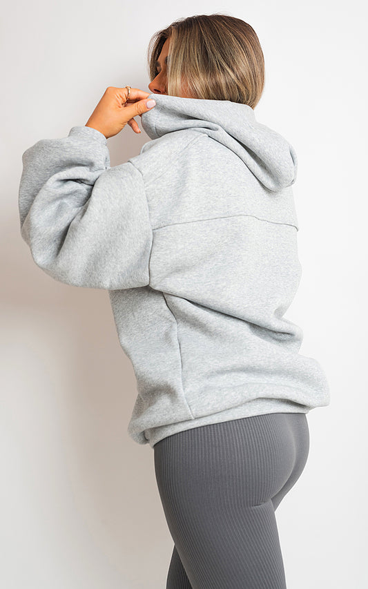 Fall Winter Oversized Ruched Sleeves Hoodie - Black River UK