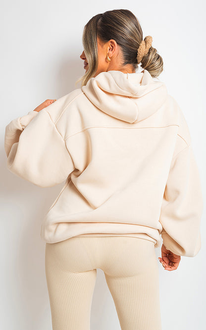 Fall Winter Oversized Ruched Sleeves Hoodie - Black River UK