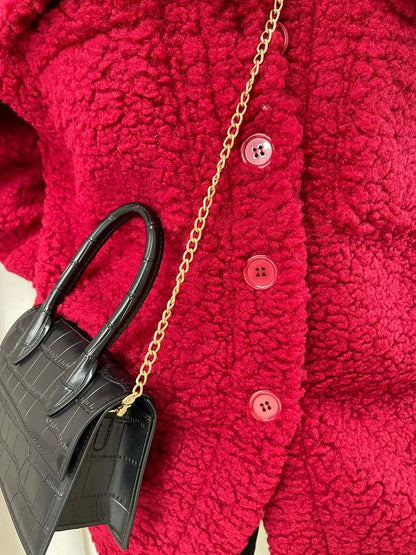 Button Down Collared Winter Coat Jacket - Black River UK