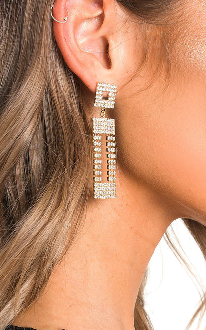 Diamante Drop Earrings - Black River UK