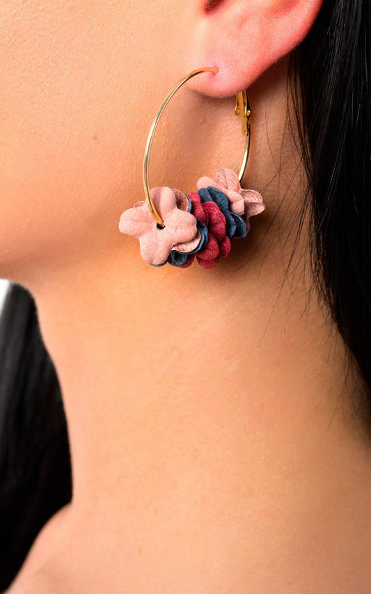 Flower Hoop Earrings - Black River UK
