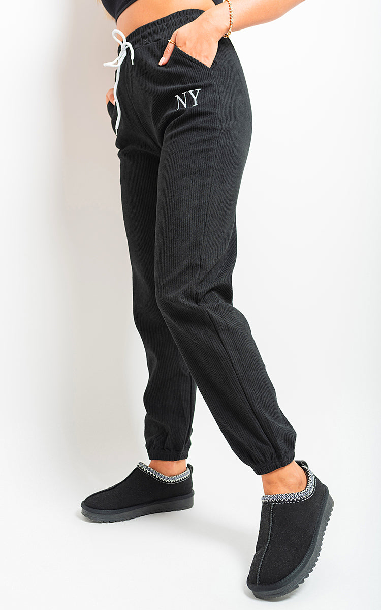 High Waisted Drawstring Trouser with Pockets - Black River UK