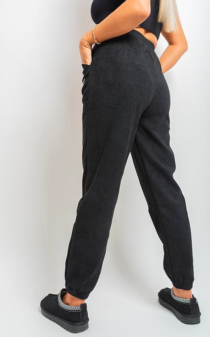 High Waisted Drawstring Trouser with Pockets - Black River UK