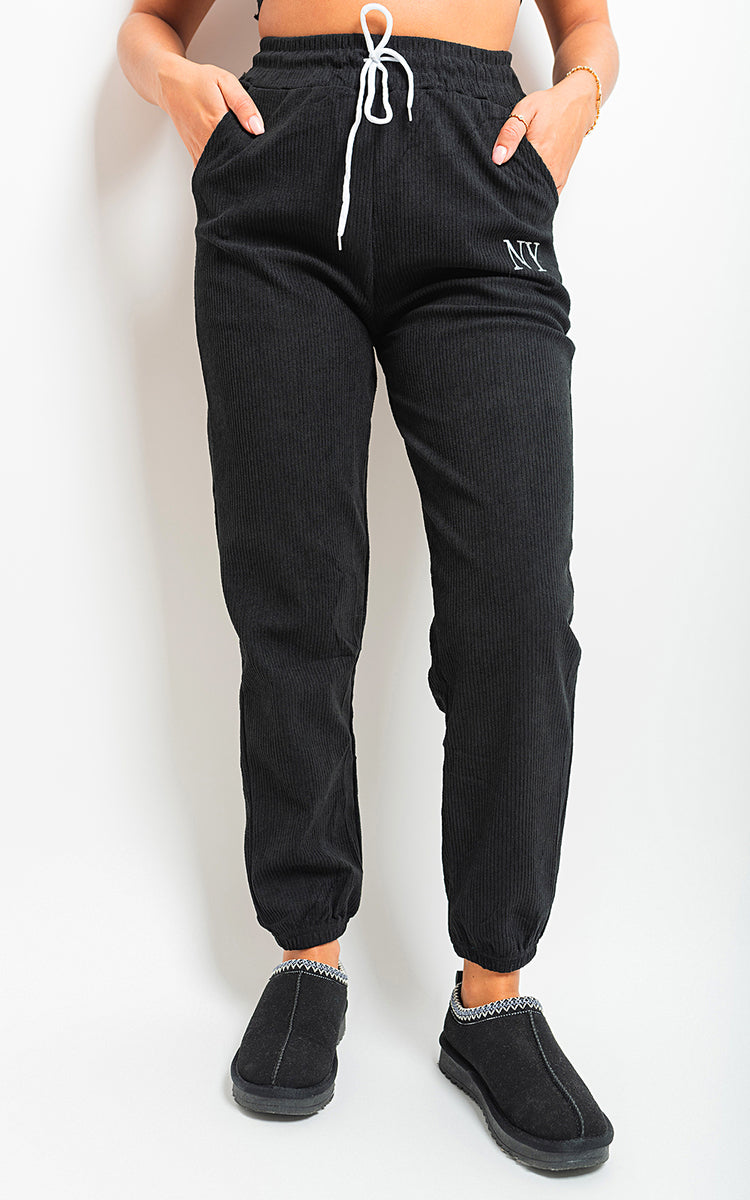 High Waisted Drawstring Trouser with Pockets - Black River UK