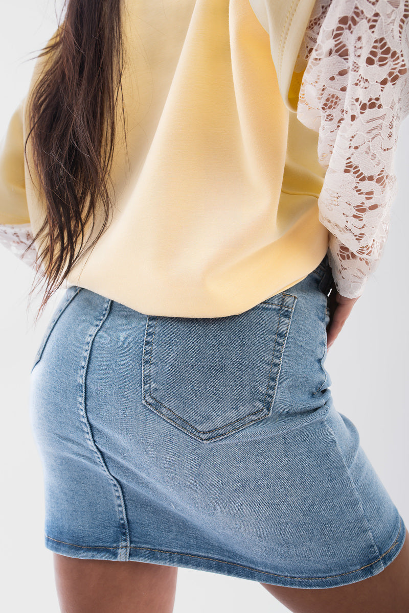 High Waisted Mini Skirt - Black River UK