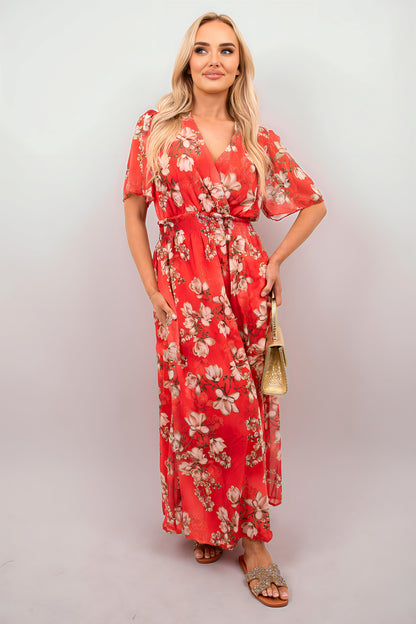 Floral Wrap Maxi Dress - Black River UK