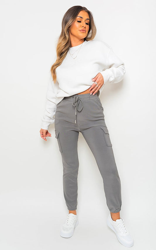 Size Frankie Cargo Pocket Trouser with Drawstring - Black River UK