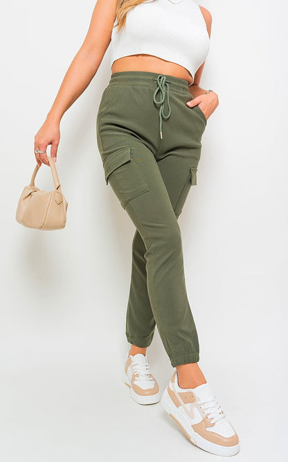 Size Frankie Cargo Pocket Trouser with Drawstring - Black River UK