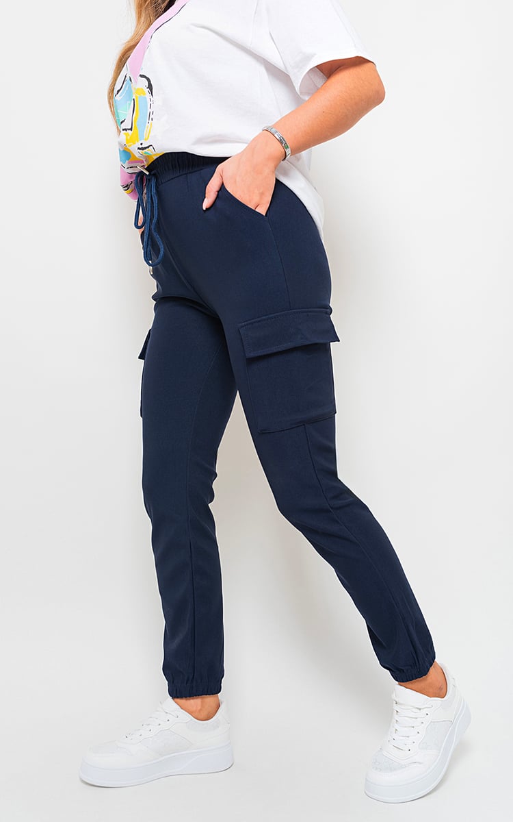 Size Frankie Cargo Pocket Trouser with Drawstring - Black River UK