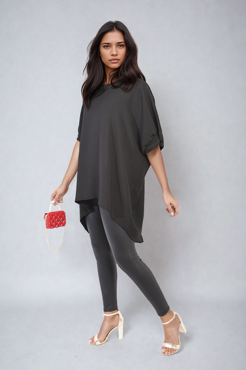 Balloon Sleeve Oversized Top - Black River UK