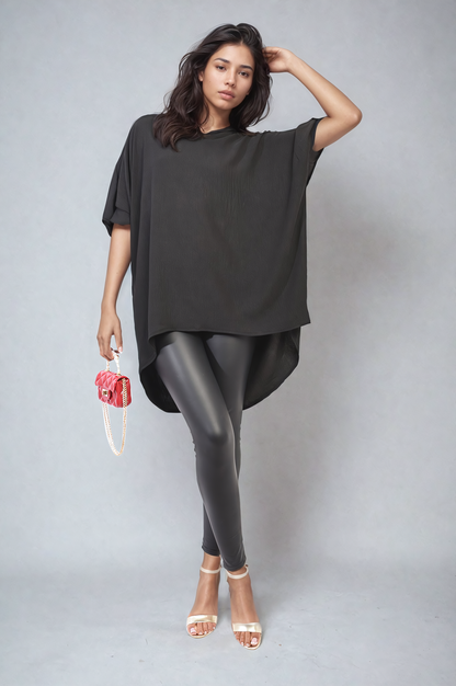 Balloon Sleeve Oversized Top - Black River UK