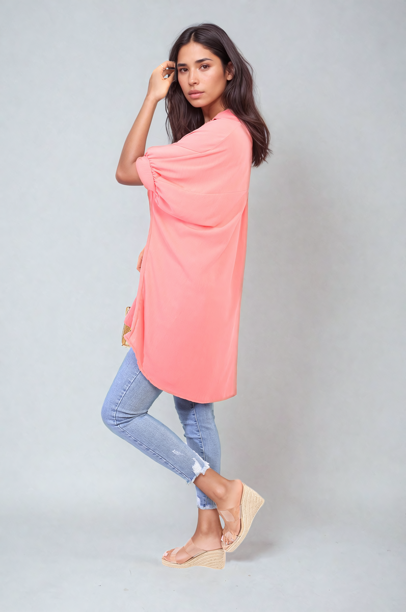 Balloon Sleeve Oversized Top - Black River UK