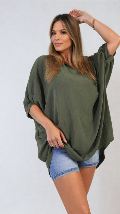 Balloon Sleeve Oversized Top - Black River UK