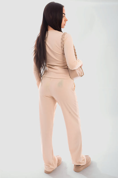 Long Sleeve Button Down Top & Trouser Co-ord Set - Black River UK