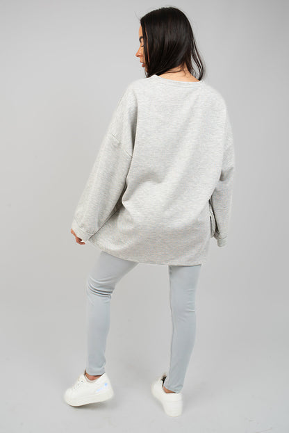 Oversized Long Sleeve Sweatshirt Top - Black River UK