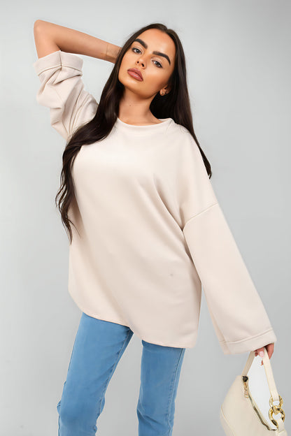 Oversized Long Sleeve Sweatshirt Top - Black River UK