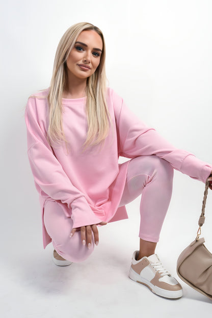 Long Sleeve Side Split Sweatshirt & Leggings Co-ord Set
