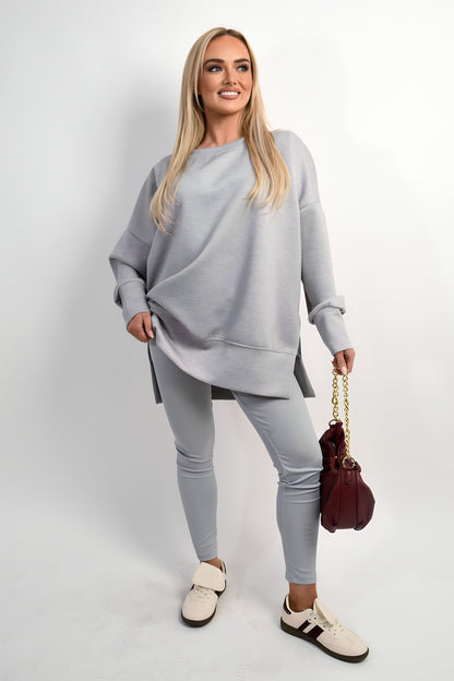 Long Sleeve Side Split Sweatshirt & Leggings Co-ord Set