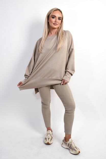 Long Sleeve Side Split Sweatshirt & Leggings Co-ord Set