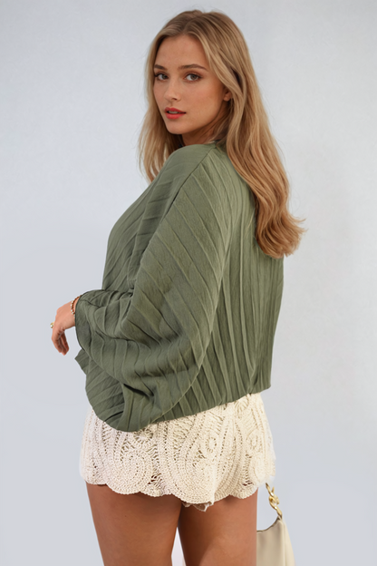 Batwing Oversized Pleated Top - Black River UK