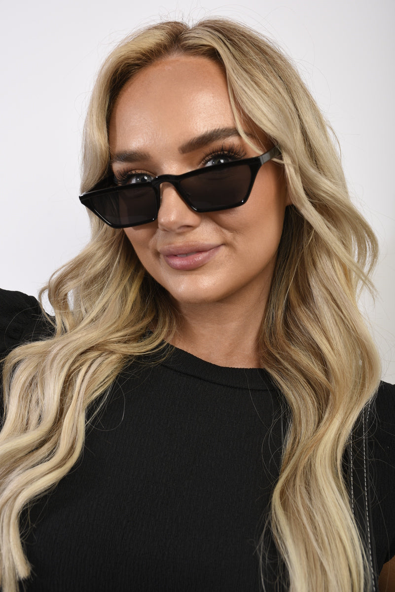 Skinny Trapezoid Sunglasses - Black River UK