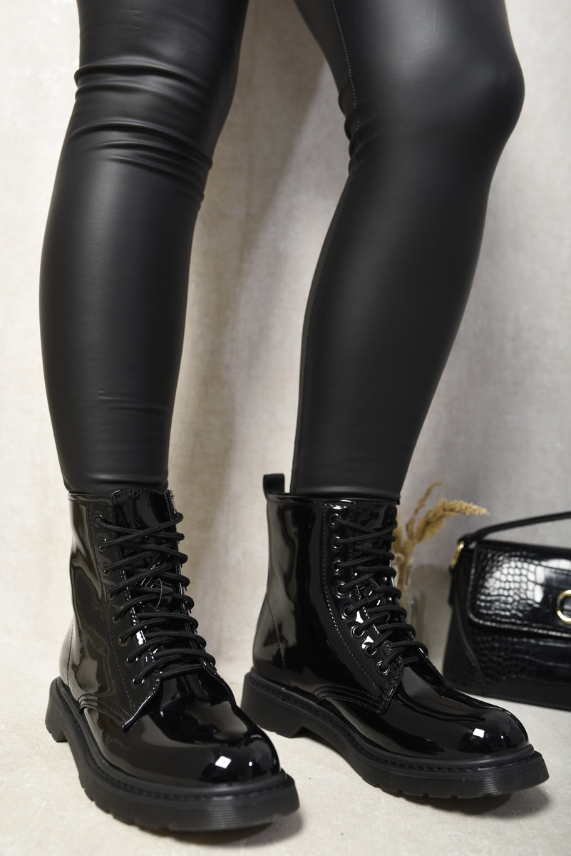 Lace-Up Platform Ankle Boots - Black River UK