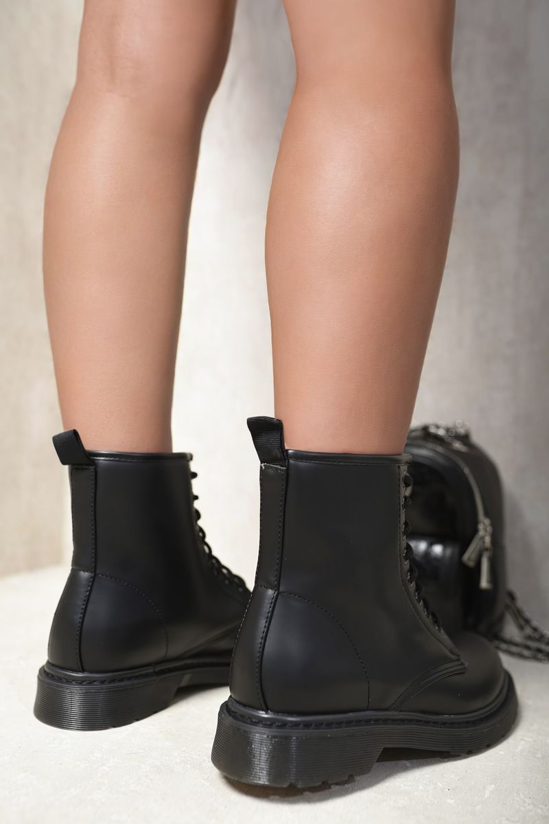 Lace-Up Platform Ankle Boots - Black River UK