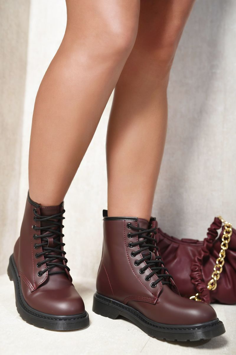 Lace-Up Platform Ankle Boots - Black River UK
