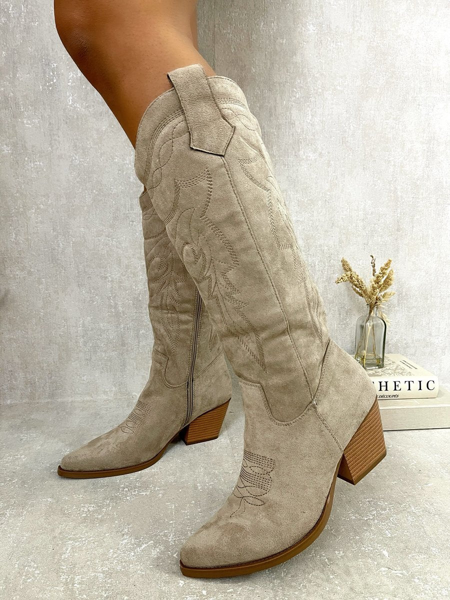 Block Heel Cowboy Boots - Black River UK