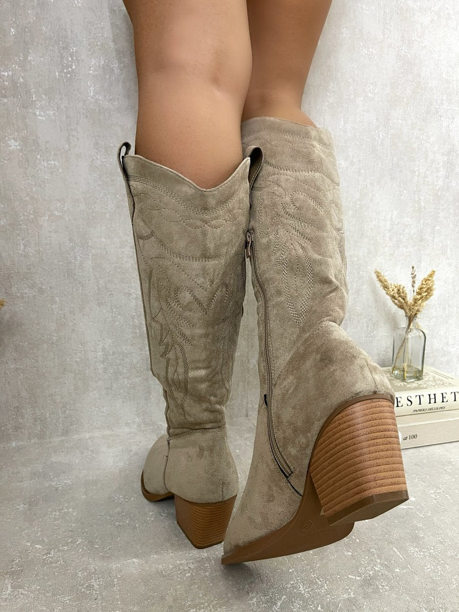 Block Heel Cowboy Boots - Black River UK