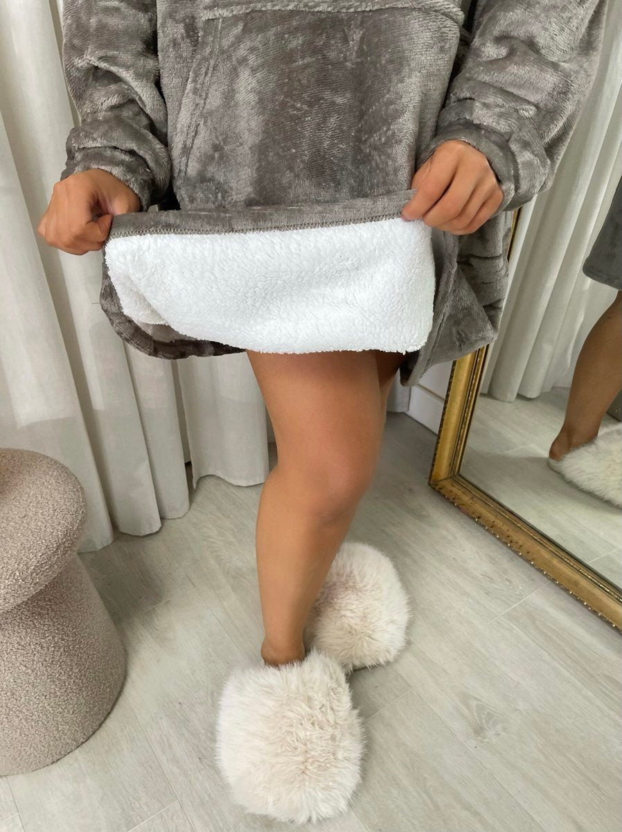 Oversized Fluffy Winter Blanket Hoodie - Black River UK