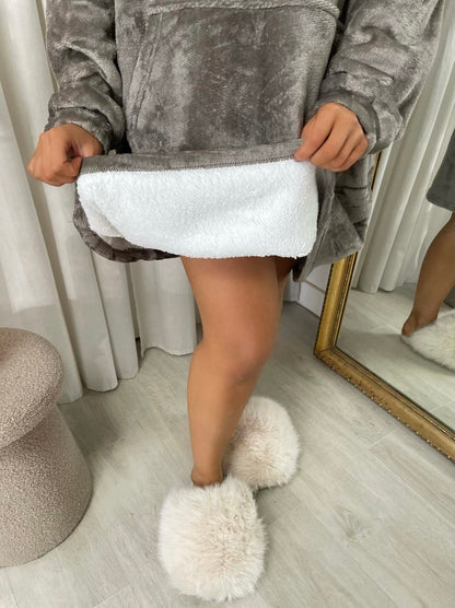 Oversized Fluffy Winter Blanket Hoodie - Black River UK
