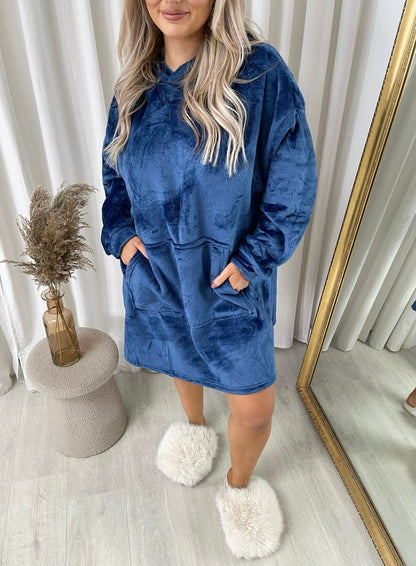 Oversized Fluffy Winter Blanket Hoodie - Black River UK