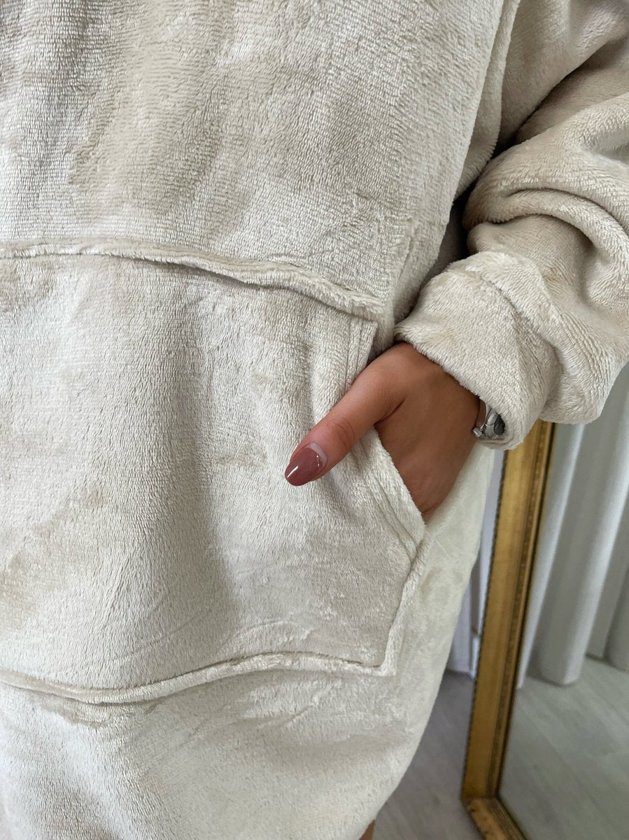 Oversized Fluffy Winter Blanket Hoodie - Black River UK