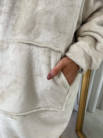 Oversized Fluffy Winter Blanket Hoodie - Black River UK