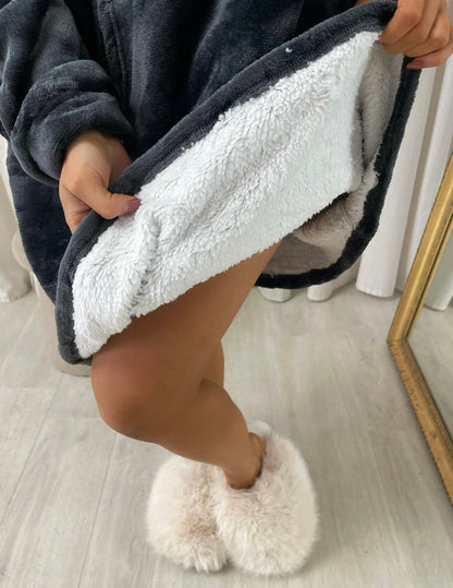 Oversized Fluffy Winter Blanket Hoodie - Black River UK