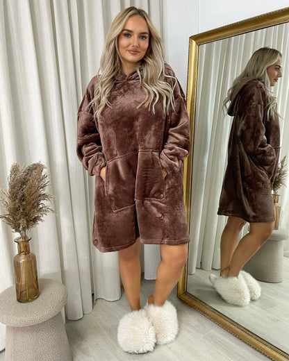Oversized Fluffy Winter Blanket Hoodie - Black River UK