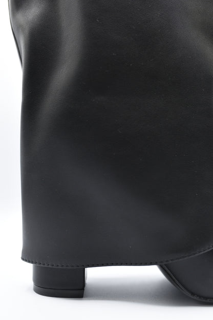 Pointed Toe Fold-Over Knee High Boots - Black River UK