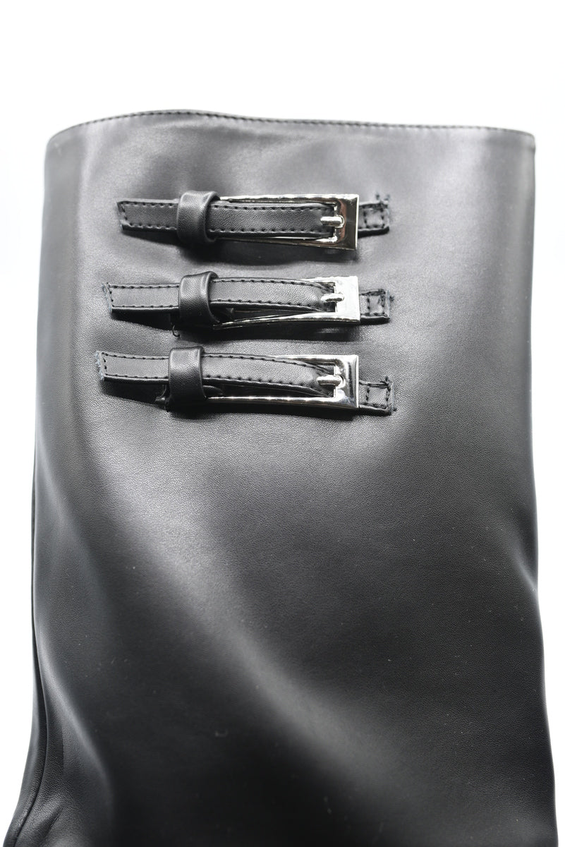 Pointed Toe Fold-Over Knee High Boots - Black River UK