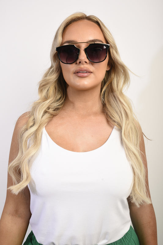 Brow-Bar Cat Eye Sunglasses - Black River UK
