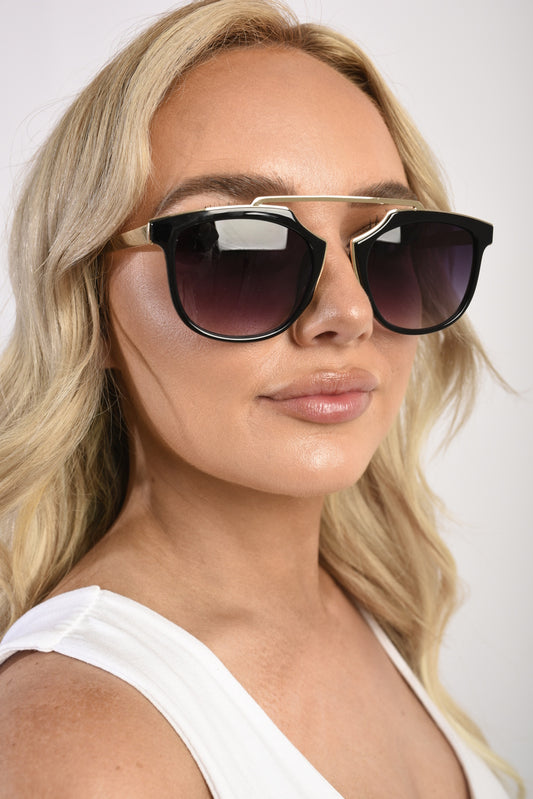 Brow-Bar Cat Eye Sunglasses - Black River UK