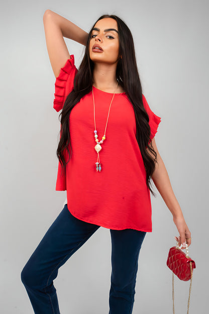 Ruffle Trim Sleeve Top