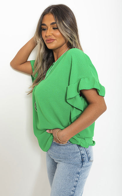 Frill Sleeve Top - Black River UK