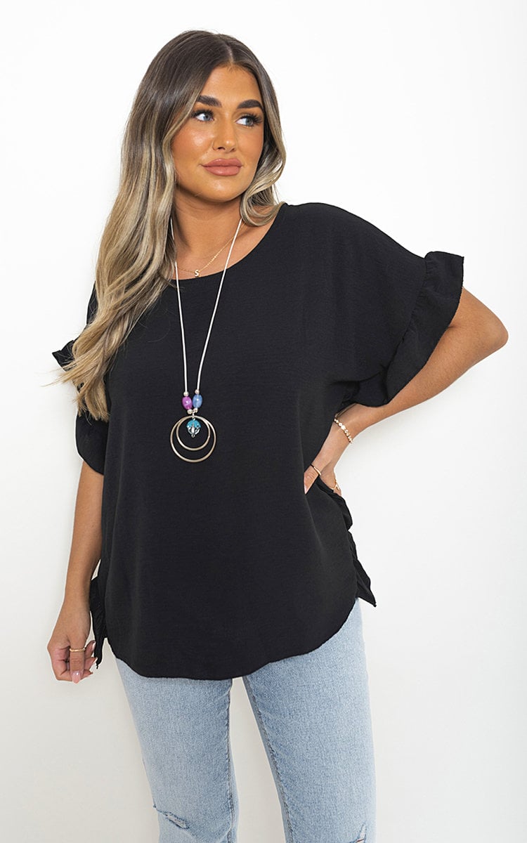 Frill Sleeve Top - Black River UK