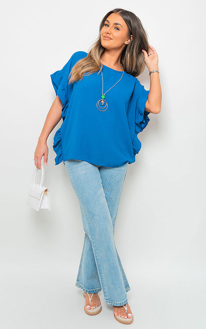 Frill Sleeve Top - Black River UK