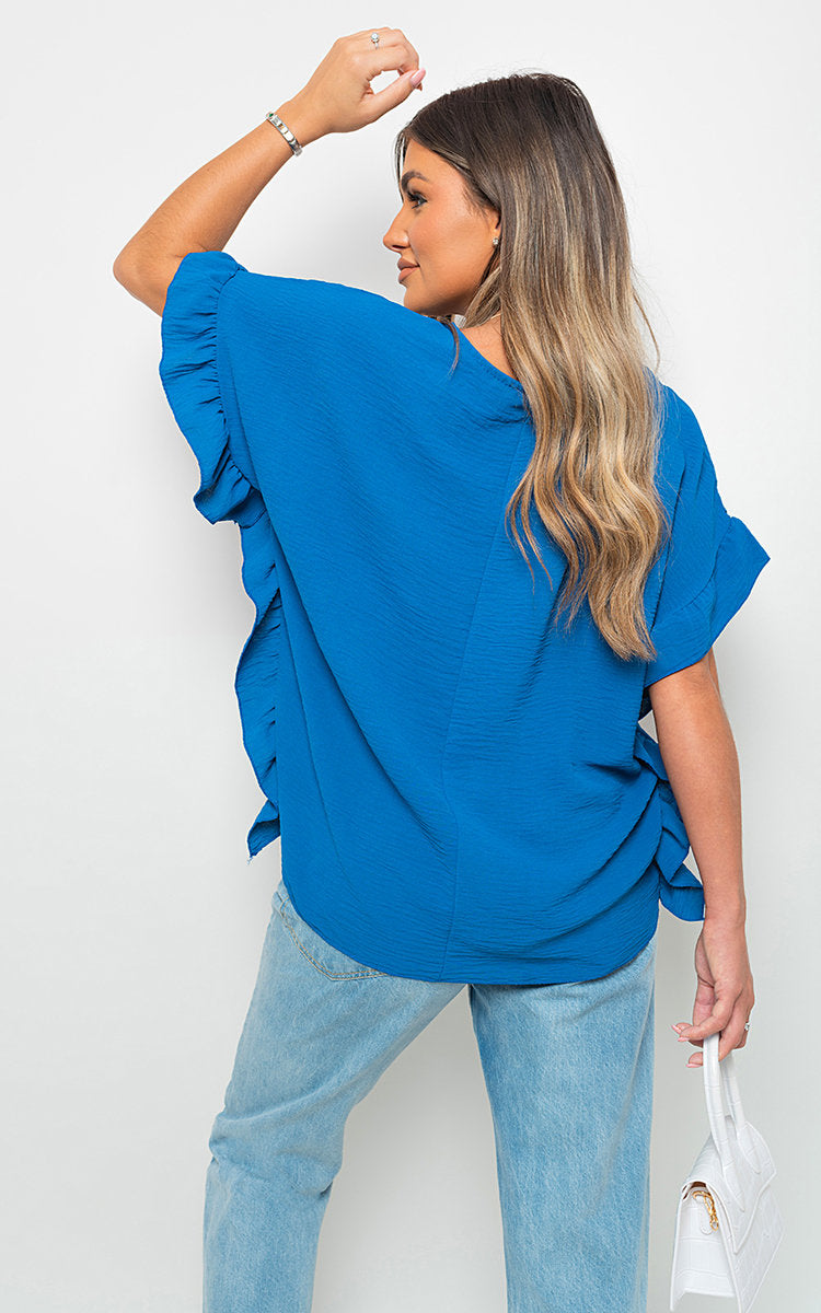 Frill Sleeve Top - Black River UK
