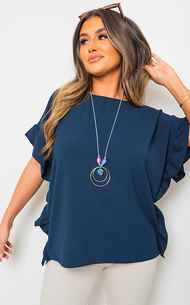 Frill Sleeve Top - Black River UK