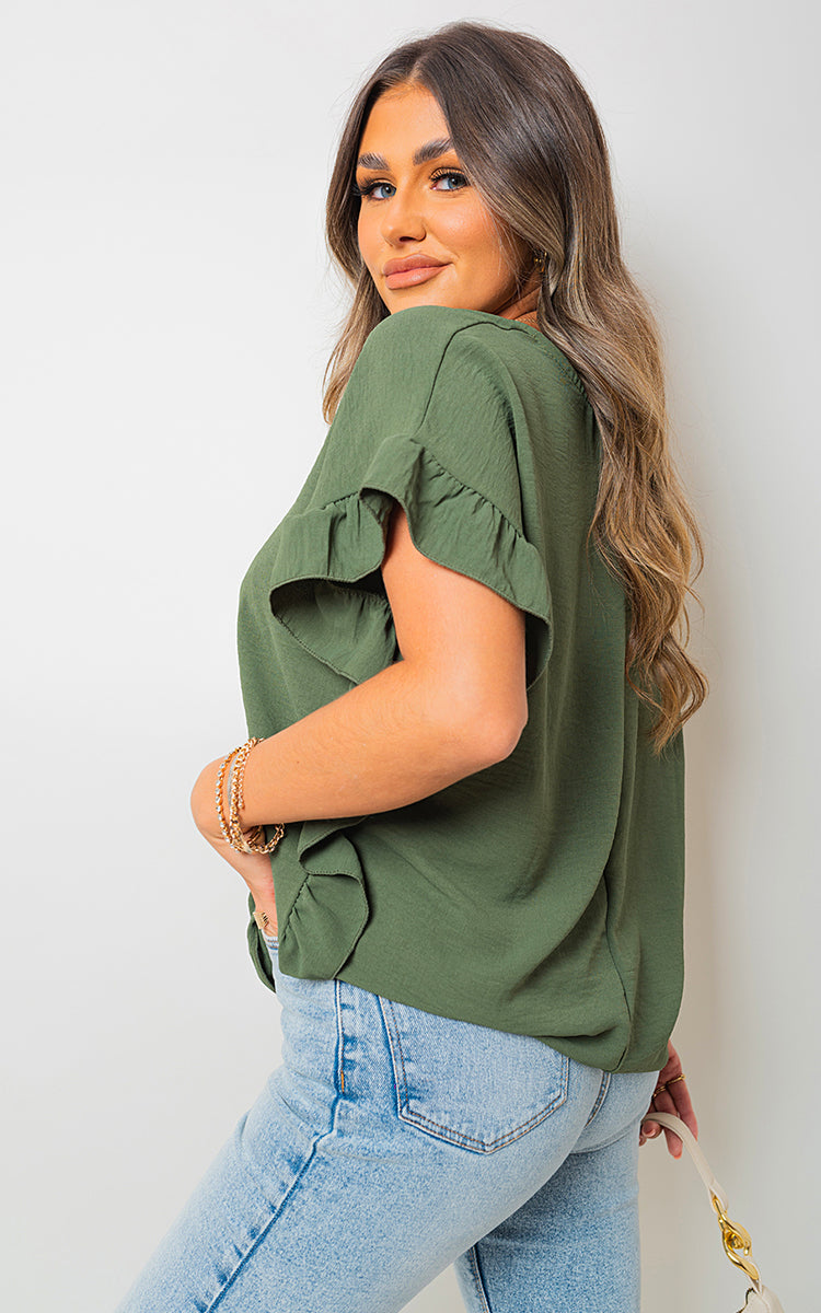Frill Sleeve Top - Black River UK